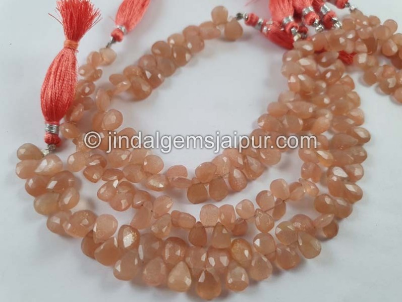 Peach Moonstone Faceted Pear Beads