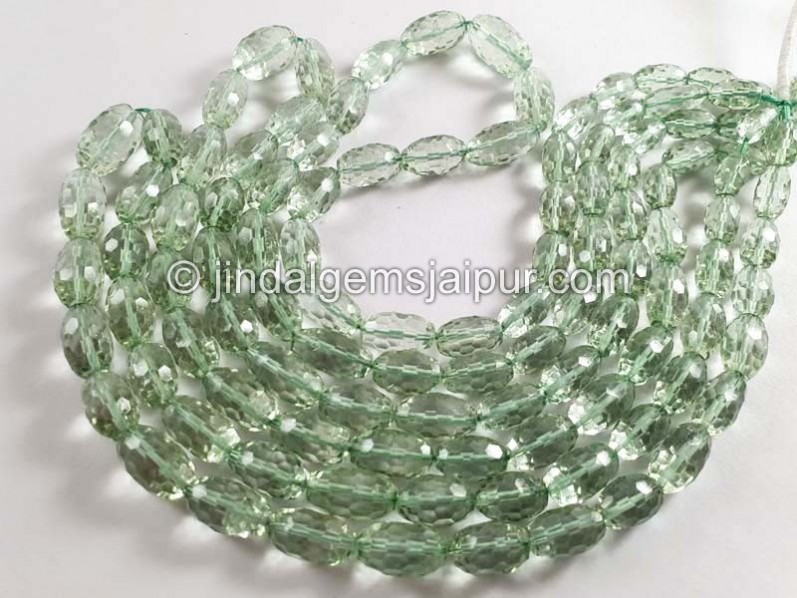 Green Amethyst Concave Cut Barrel Beads