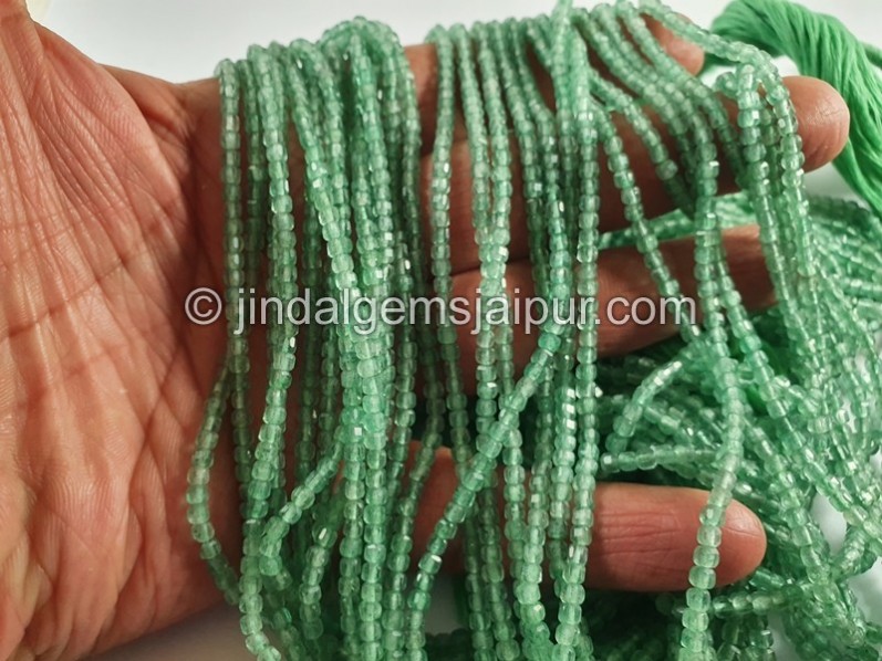 Green Strawberry quartz Cut Cube Beads