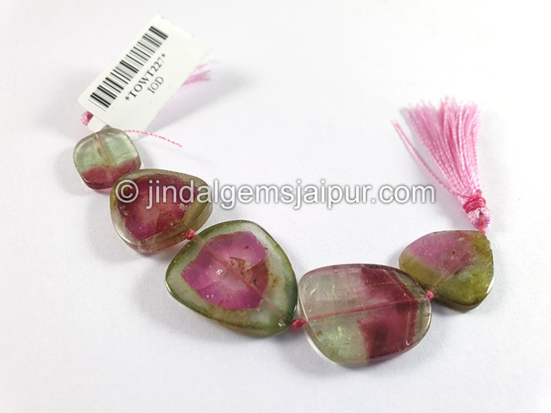 Watermelon Tourmaline Smooth Slices Beads