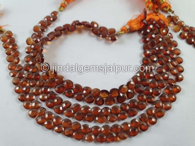 Spessartite Faceted Heart Beads