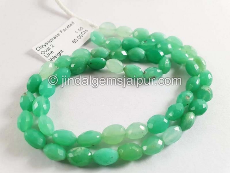 Chrysoprase Faceted Oval Beads