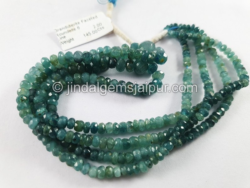 Grandidierite Faceted Roundelle Shape Beads