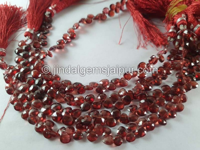 Garnet Faceted Heart Beads