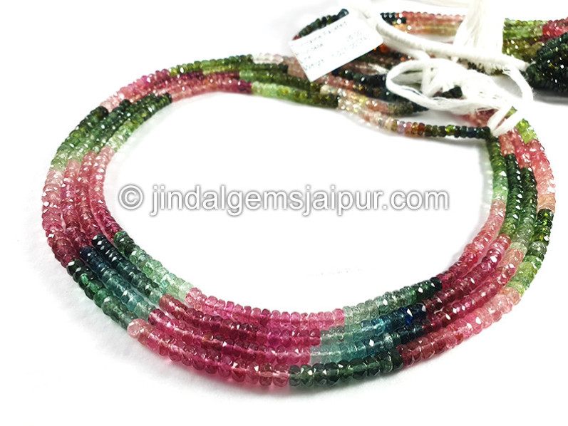 Tourmaline Faceted Roundelle Shape Beads