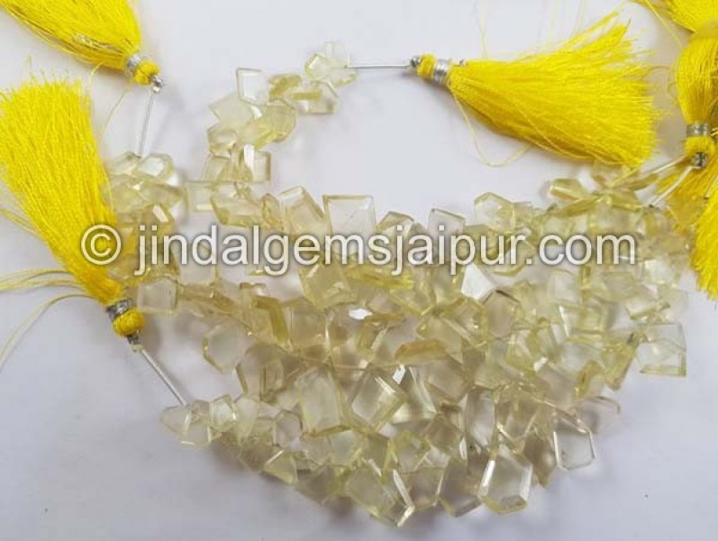 Lemon Quartz Flat Slice Cut Beads