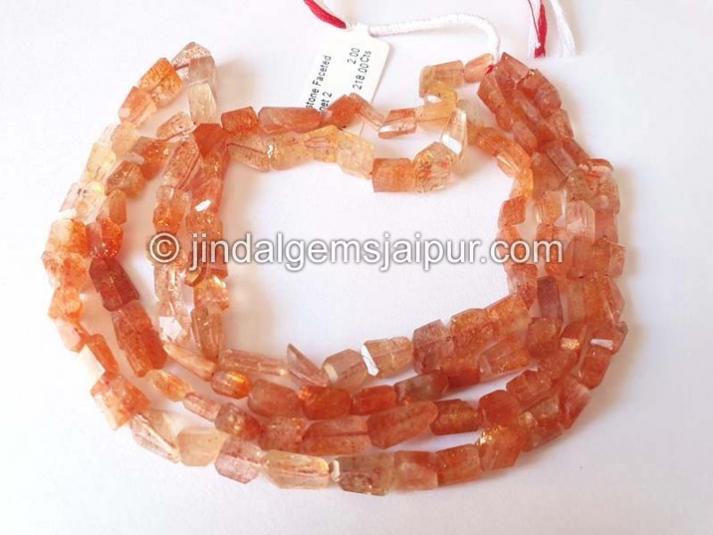 Sunstone Faceted Nugget Shape Beads