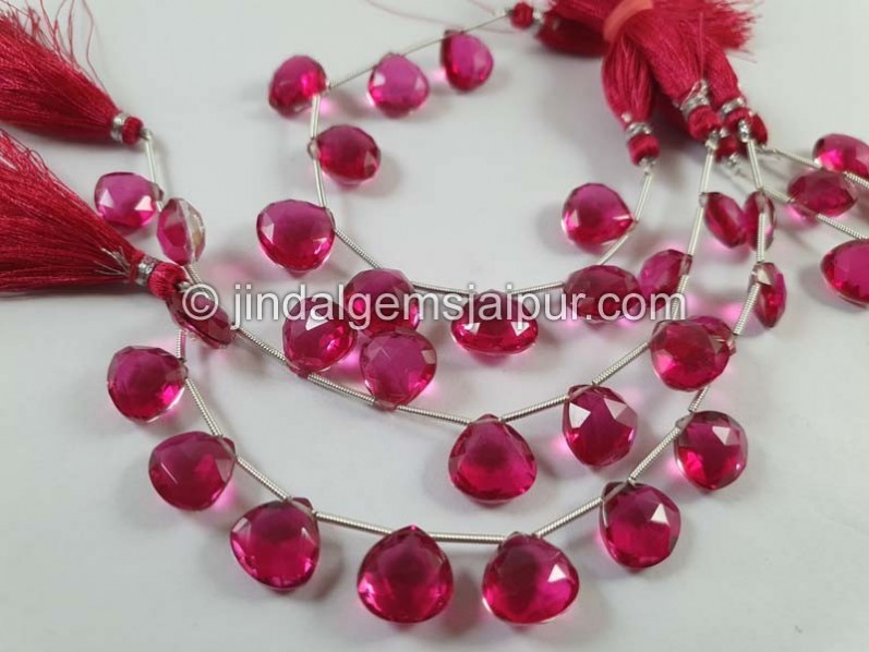 Rubellite Crystal Doublet Faceted Heart Beads