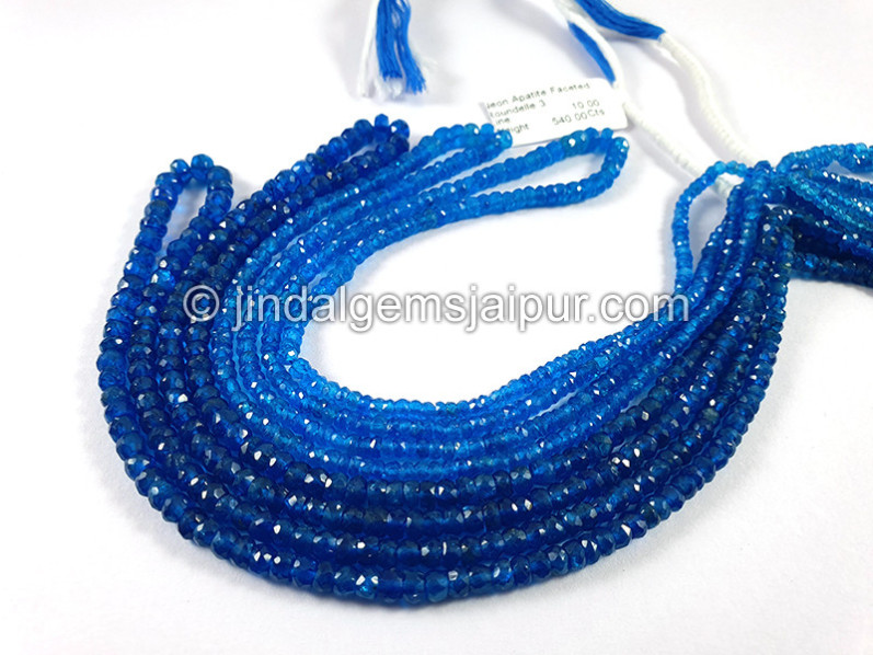 Neon Apatite Faceted Roundelle Shape Beads