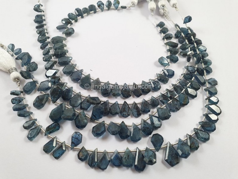 Moss Blue kyanite flat faceted table cut beads