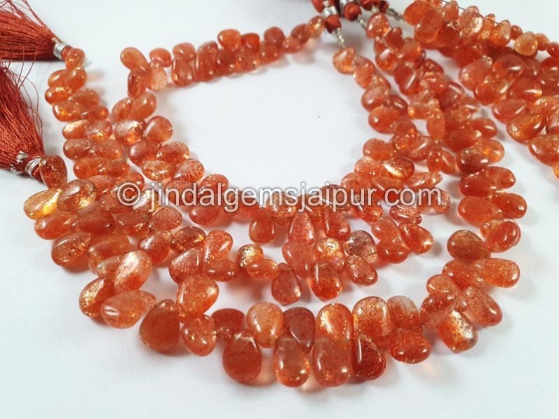 Sunstone Smooth Pear Beads