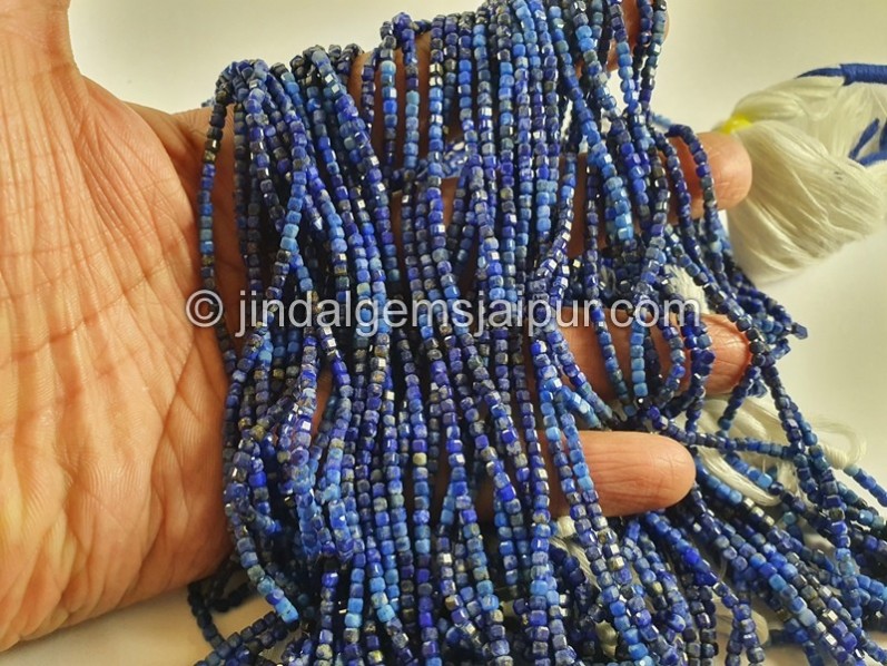 Lapis Shaded Cut Cube Beads