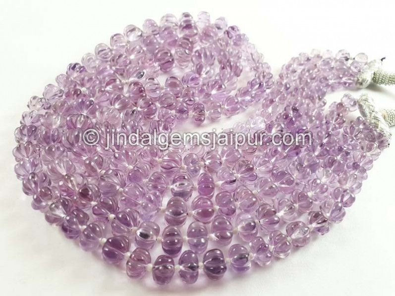 Pink Amethyst Carved Pumpkin Shape Beads