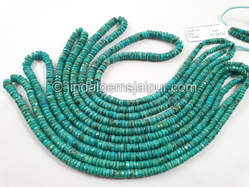 Turquoise Faceted Tyre Beads