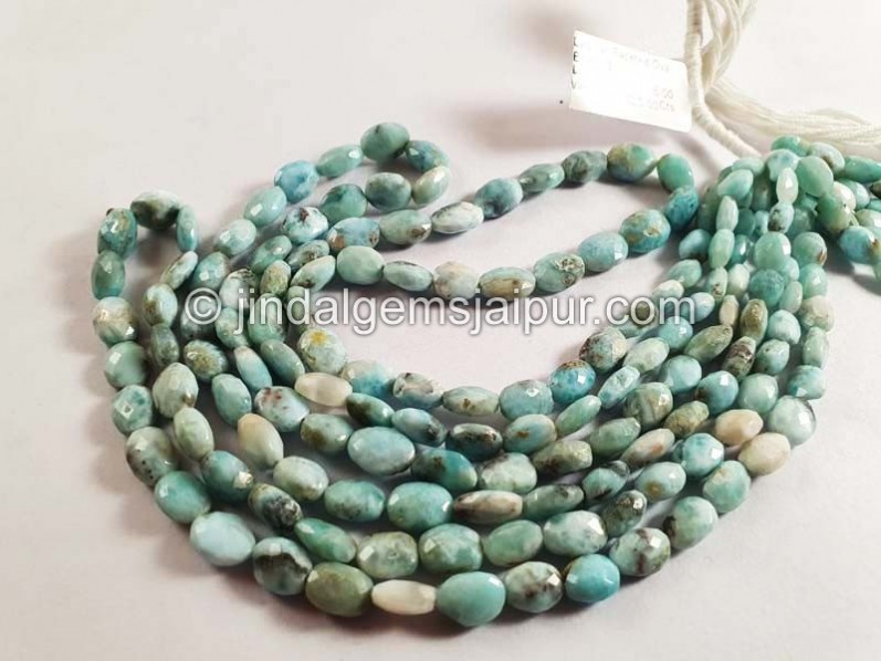 Larimar Faceted Oval Shape Beads