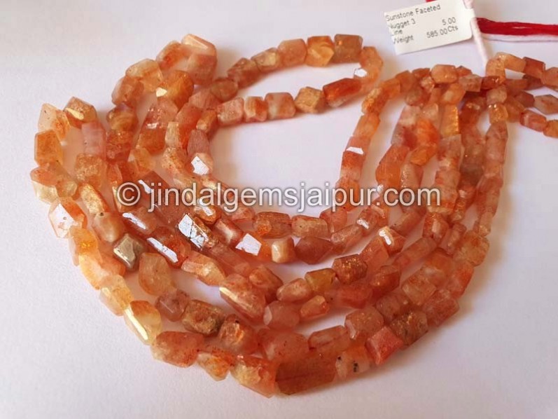 Sunstone Faceted Nugget Shape Beads