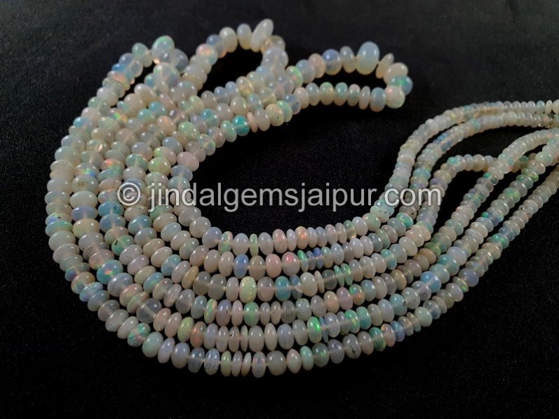 Ethiopian Opal White Smooth Roundelle Beads