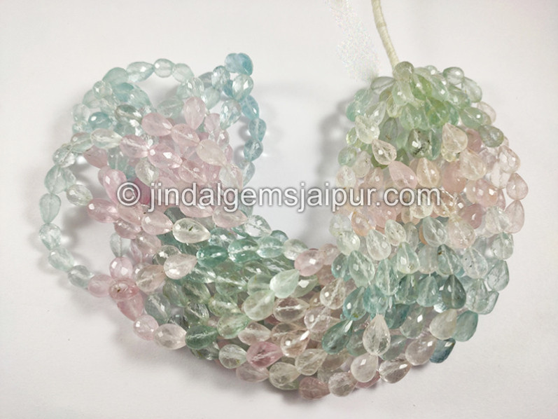 Multi Aquamarine Faceted Drops Shape Beads