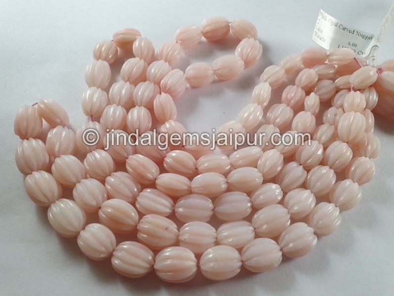 Pink Opal Carved Nuggets Beads