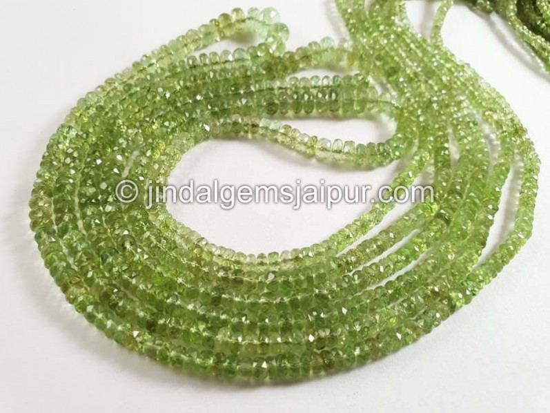 Basil Green Tourmaline Faceted Roundelle Beads