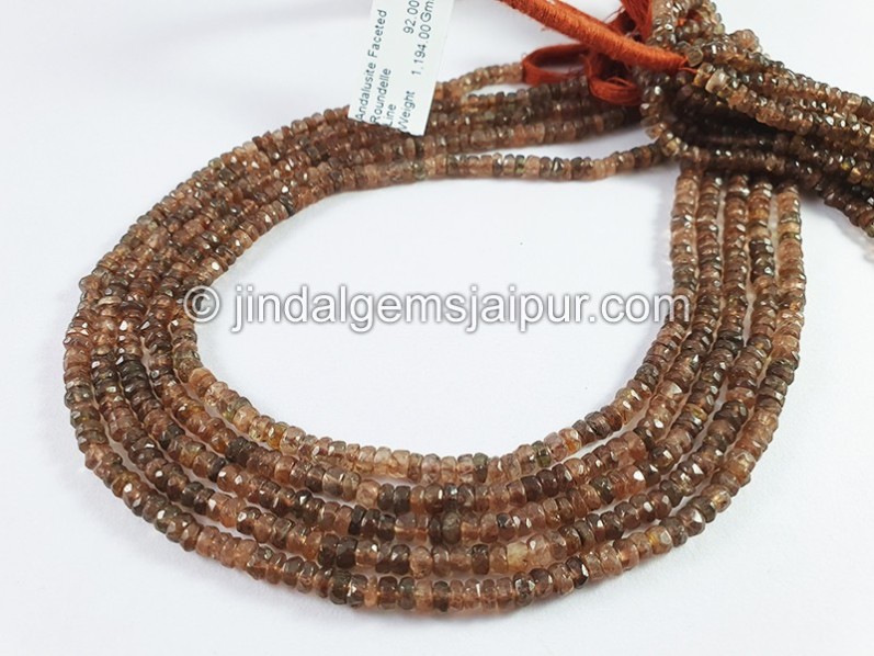 Andalusite Faceted Roundelle Shape Beads