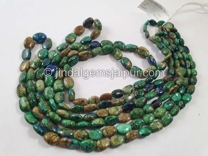 Azurite Malachite Smooth Oval Beads