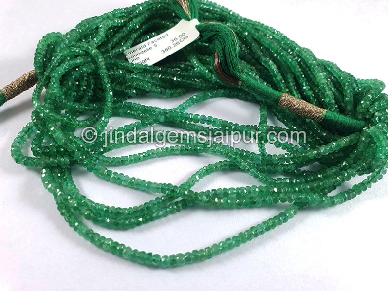 Emerald Faceted Roundelle Shape Beads