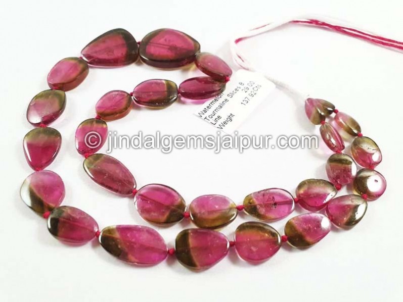 Watermelon Tourmaline Smooth Slices Beads