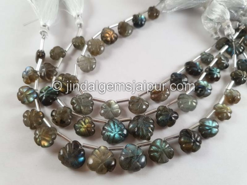 Labradorite Carved Heart Leaf Beads