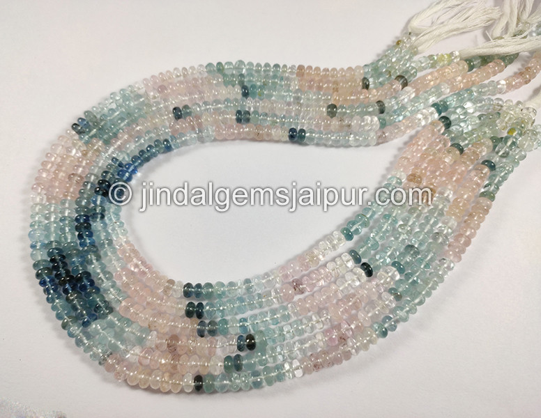 Multi Aquamarine Smooth Roundelle Shape Beads