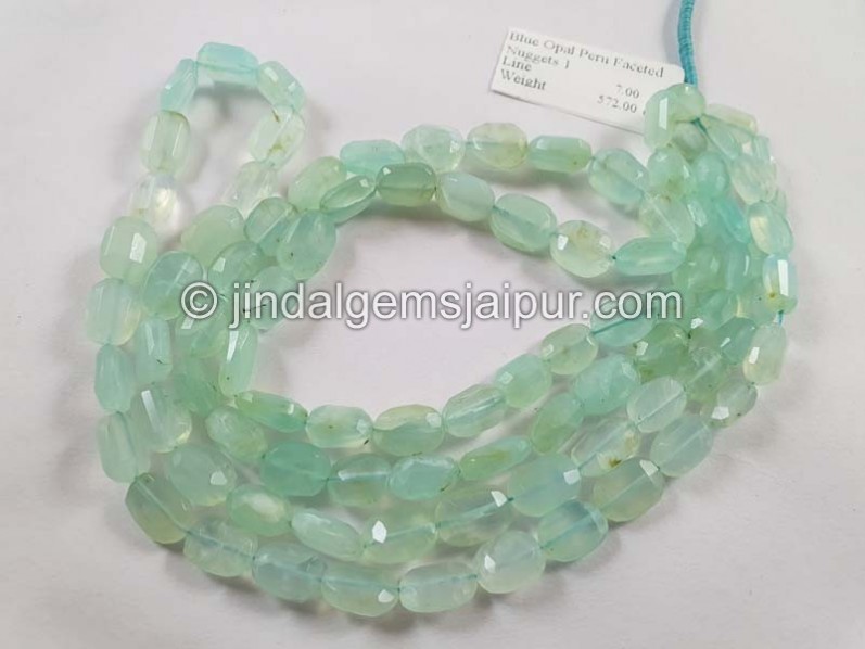 Blue Opal Faceted Nugget Beads