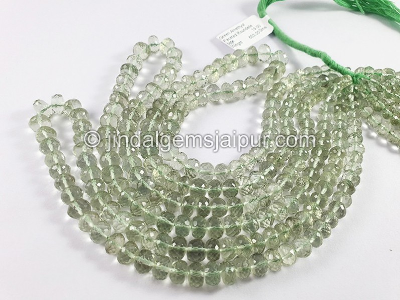 Green Amethyst Faceted Roundelle Shape Beads