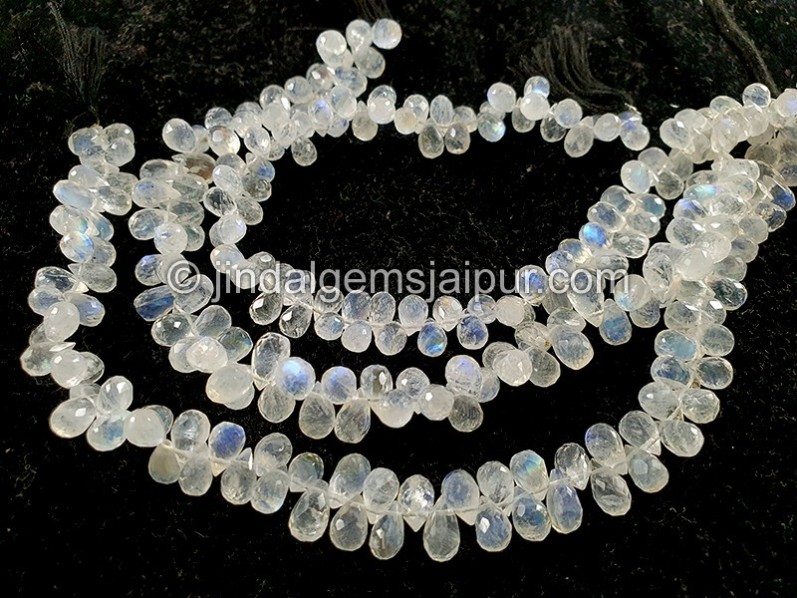 White Rainbow Faceted Drops Shape Beads