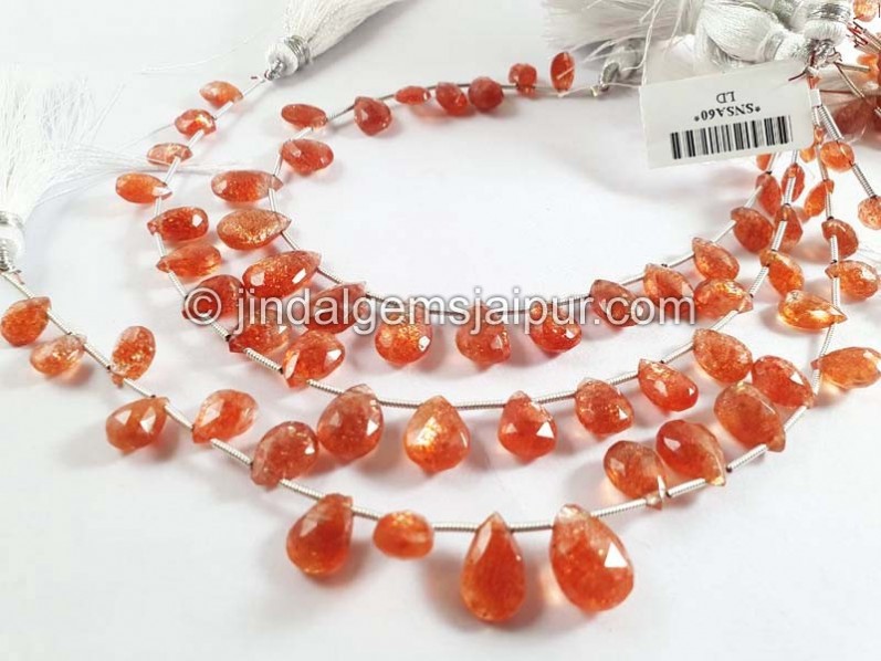 Sunstone Faceted Heart Shape Beads