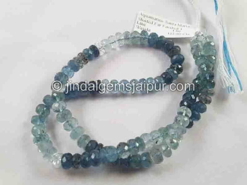 Santa Maria Aquamarine Big Shaded Faceted Beads
