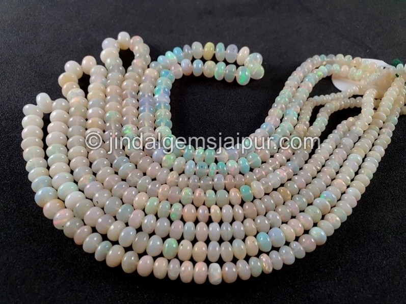 Ethiopian Opal White Smooth Roundelle Beads