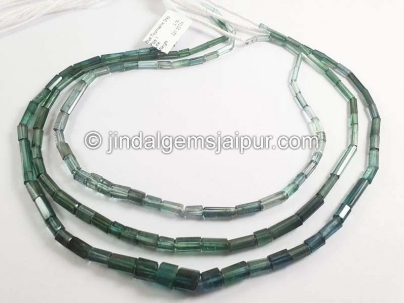 Blue Tourmaline Step Pipe Shape Beads