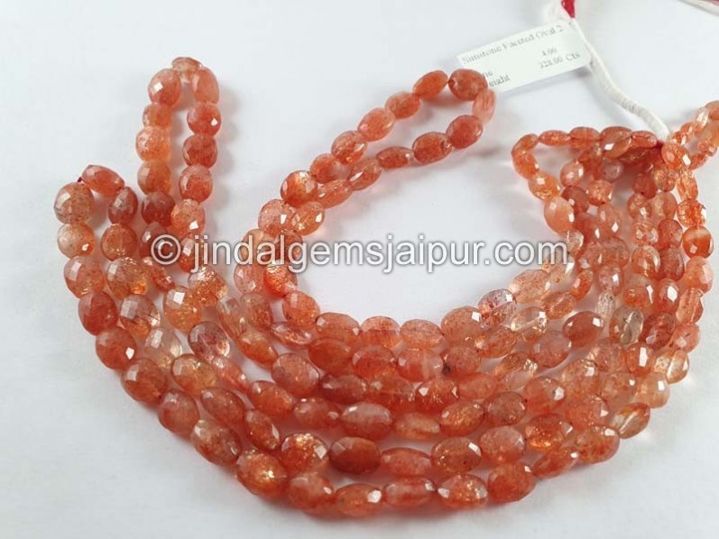 Sunstone Faceted Oval Beads