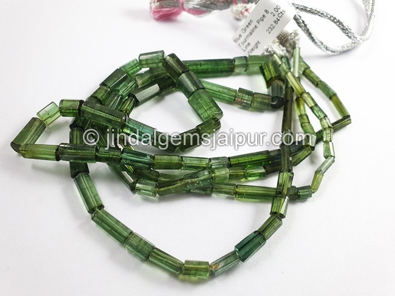 Blue Green Tourmaline Pipe Shape Beads