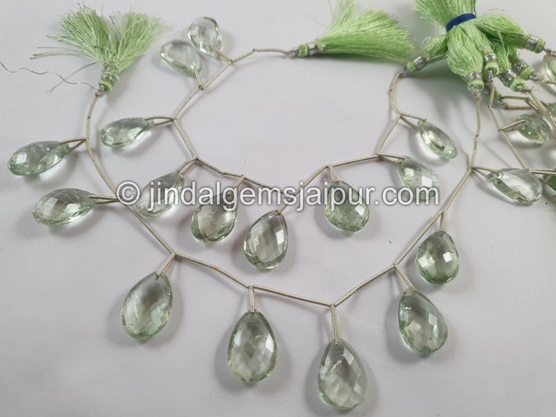 Green Amethyst Front Drill Faceted Pear Beads
