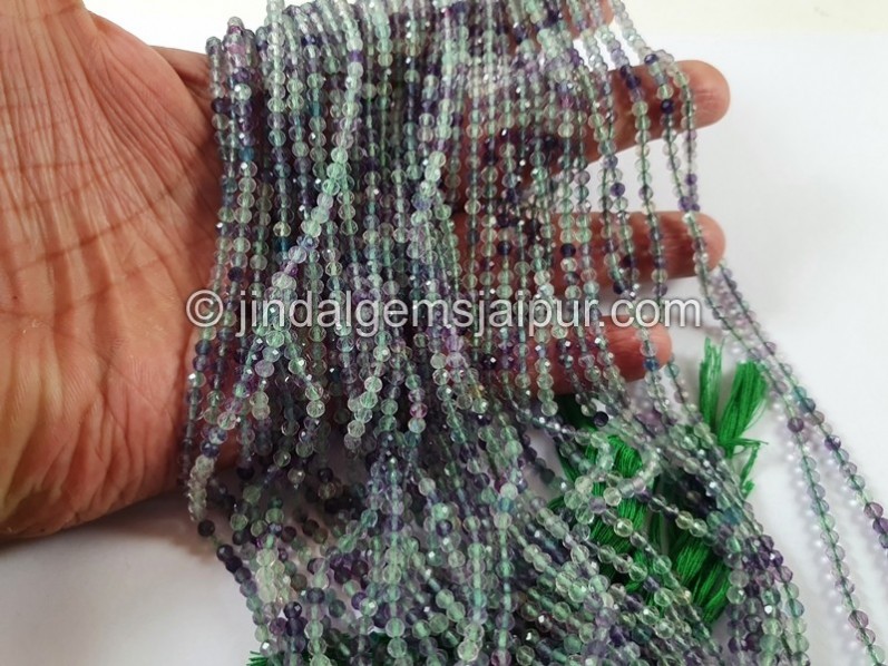 Green Fluorite Faceted Round Beads