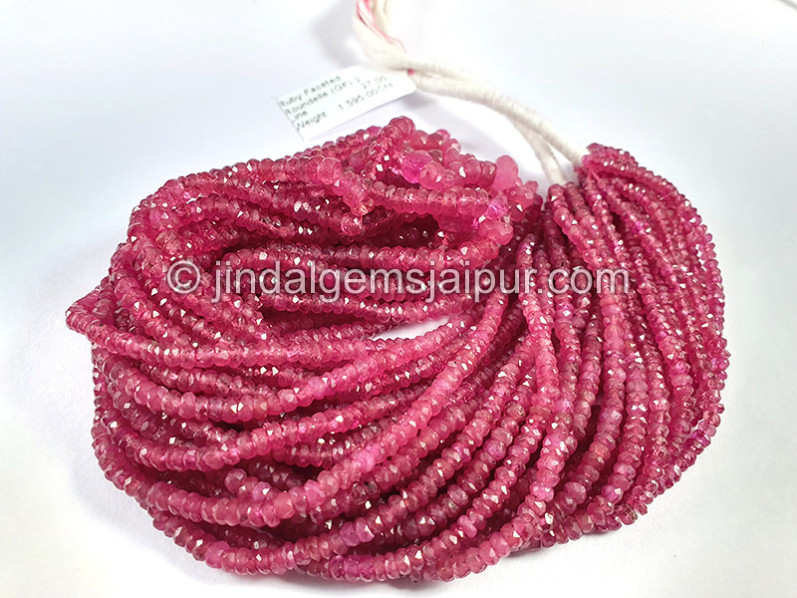 Ruby Faceted Roundelle Shape Beads