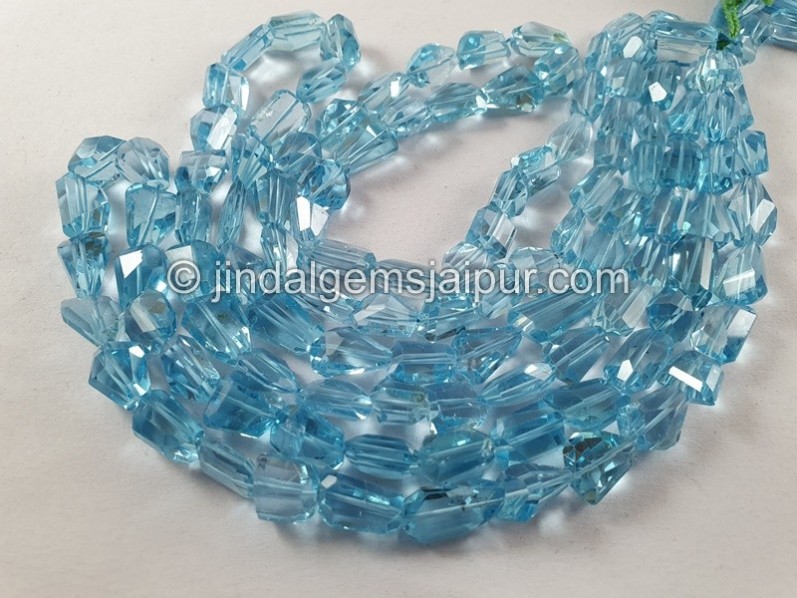 Sky Blue Topaz Faceted Nuggets Beads