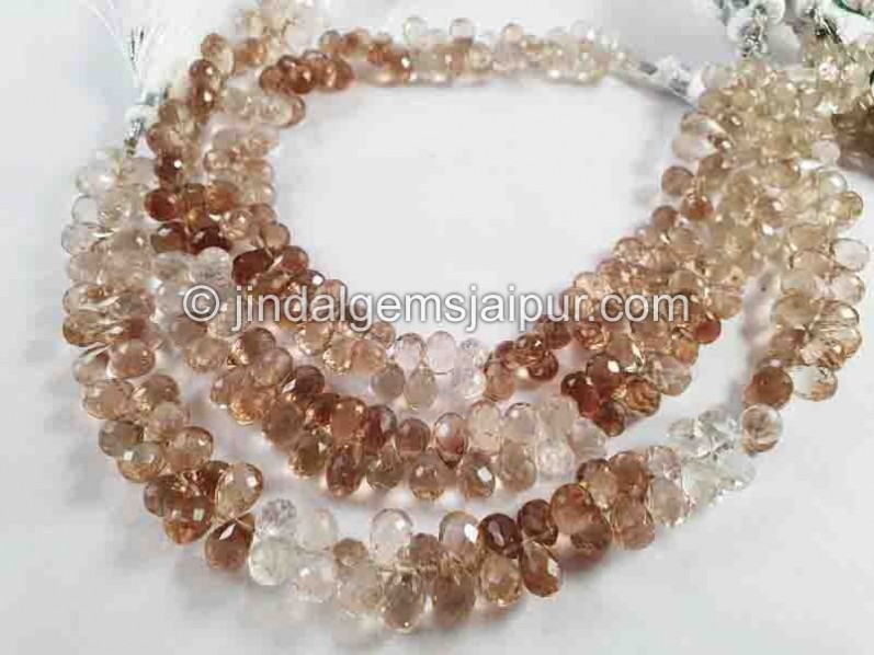 Brown Topaz Faceted Drops Beads