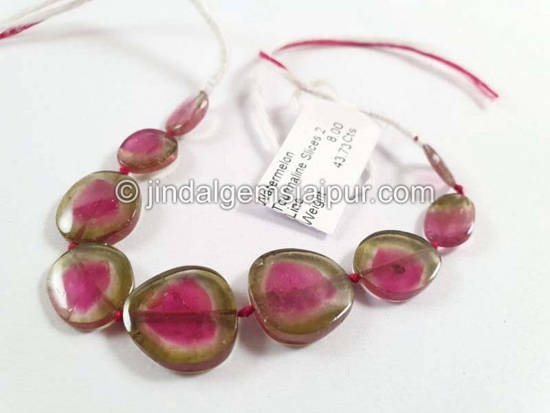 Watermelon Tourmaline Smooth Slices Beads