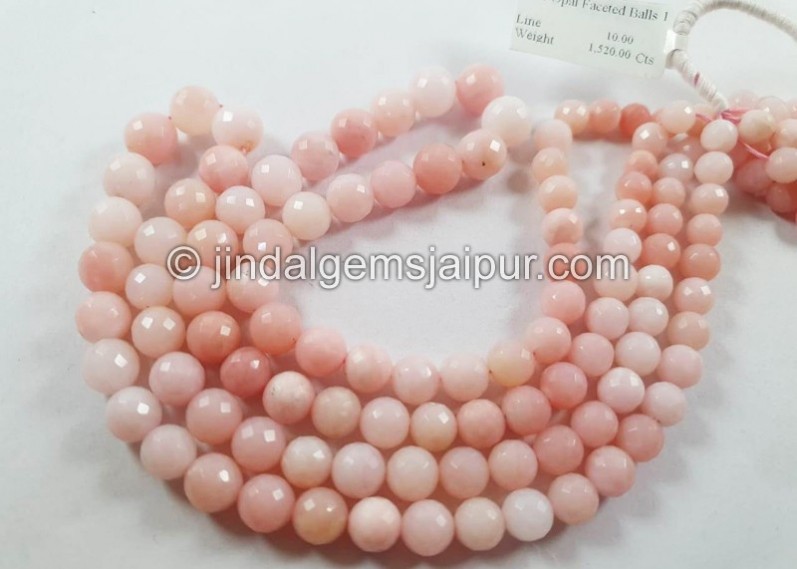 Pink Opal Faceted Round Balls Shape Beads