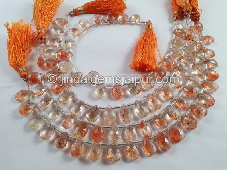 Sunstone Faceted Pear Beads