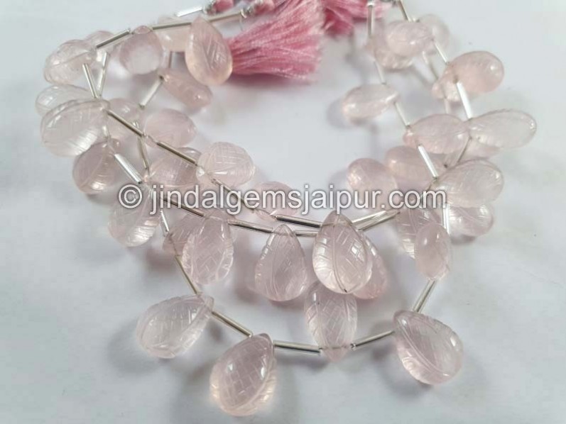 Rose Quartz Carved Crown Heart Beads