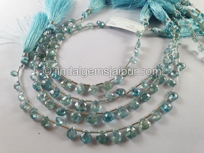 Blue Zircon Faceted Heart Shape Beads