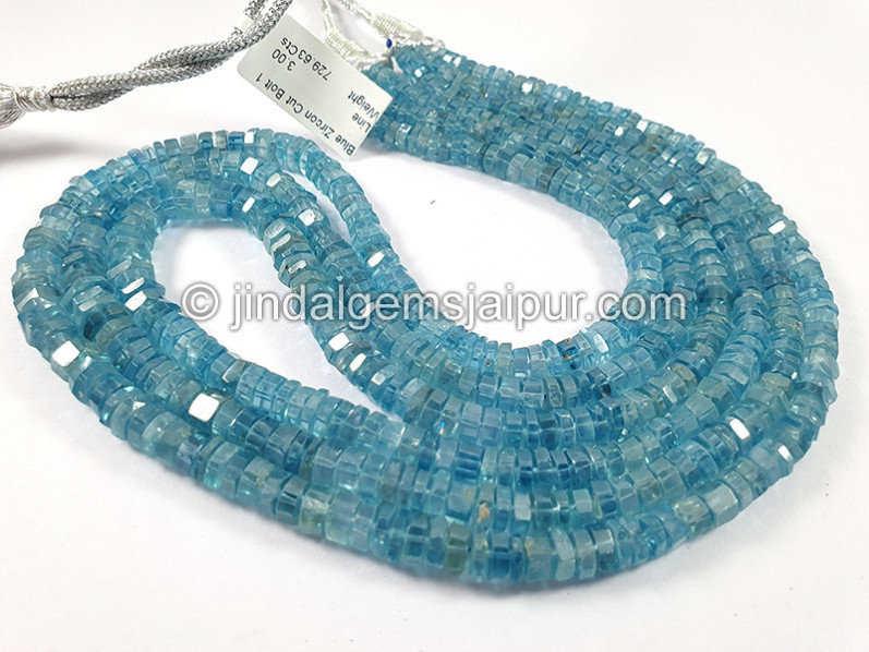 Blue Zircon Bolt Cut Shape Beads